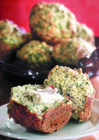 Spinach & Cream Cheese Muffins With Red Pepper Marmalata